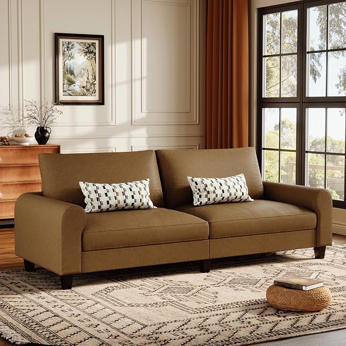 EASE MOOSE 88.5" Large Seat Faux Leather Loveseat Sofa, Waterproof and - Image 3