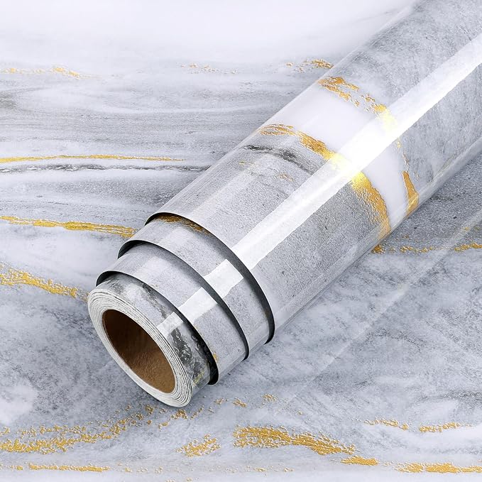LaCheery Glossy Gold White Marble Contact Paper Waterproof 15.8"x275" Kitchen - Image 6