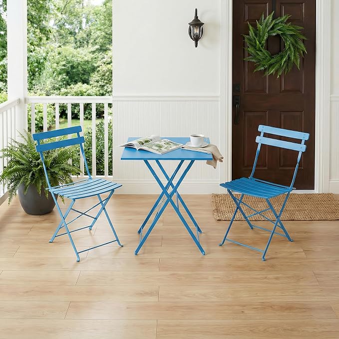 GarveeLife 3 Piece Patio Bistro Set, Folding Patio Bistro Table and Chairs Set - Image 8