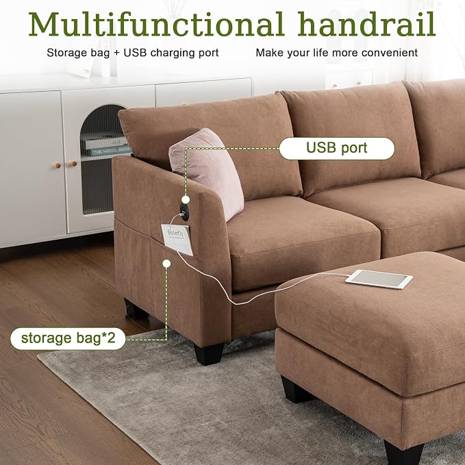 122.8" Large Sectional Couches for Living Room, 6 Seater L Shaped Modular - Image 5