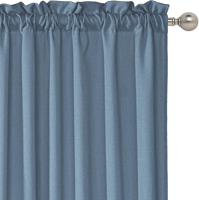 RYB HOME 2 Panels Sheer Valances Faux Linen Weave Textured Valance Curtains - Image 2