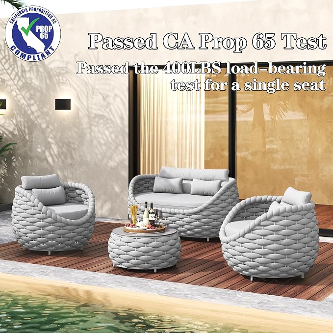 TWT Outdoor Patio Furniture Set-5 Pieces Aluminum Sectional Sofa, Metal Patio - Image 2