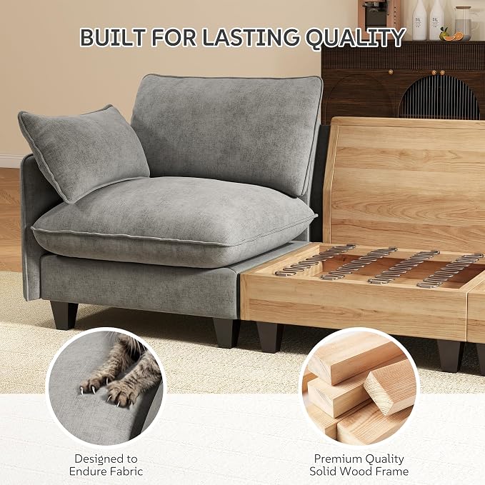 Ihanherry 139" U-Shaped Modular Sectional Couch, Oversized Cloud Sofa - Image 6