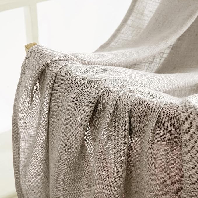 MIULEE Burlywood Birch Linen Curtains 108 Inches Long 2 Panels - Image 6