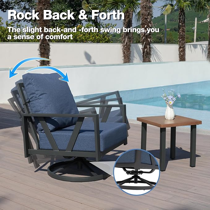 Outdoor Patio Swivel Rocking Chairs Set, Patio Porch Furniture - Image 4