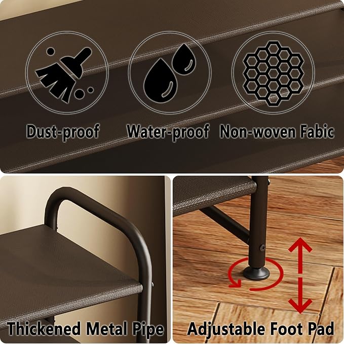 INGIORDAR Shoe Rack 2 Tier Long Storage Organizer Wide Metal Shoe Shelf - Image 6