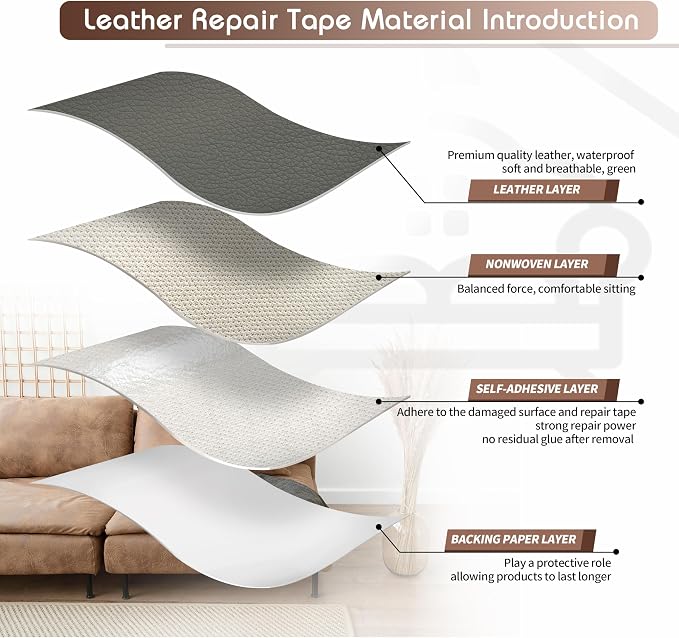 KING MOUNTAIN Leather Repair Tape, 16 x 60 Inches, Self-Adhesive, Waterproof - Image 3
