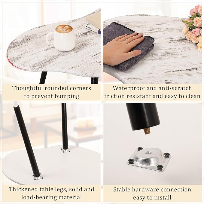 Small Coffee Table Cloud Shape Coffee Tables Unique White Wood Grain Tabletop - Image 4