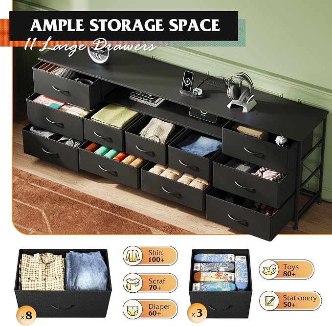 WLIVE 75.5" TV Stand for 65, 85 Inch TV, Dresser for Bedroom - Image 5