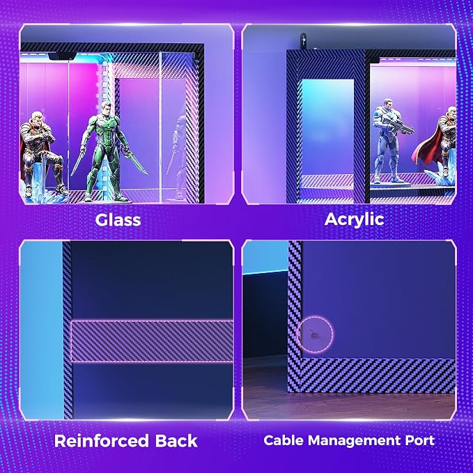AODK 2 Pack Display Case with Glass Door, RGB Light Display Cabinet - Image 7