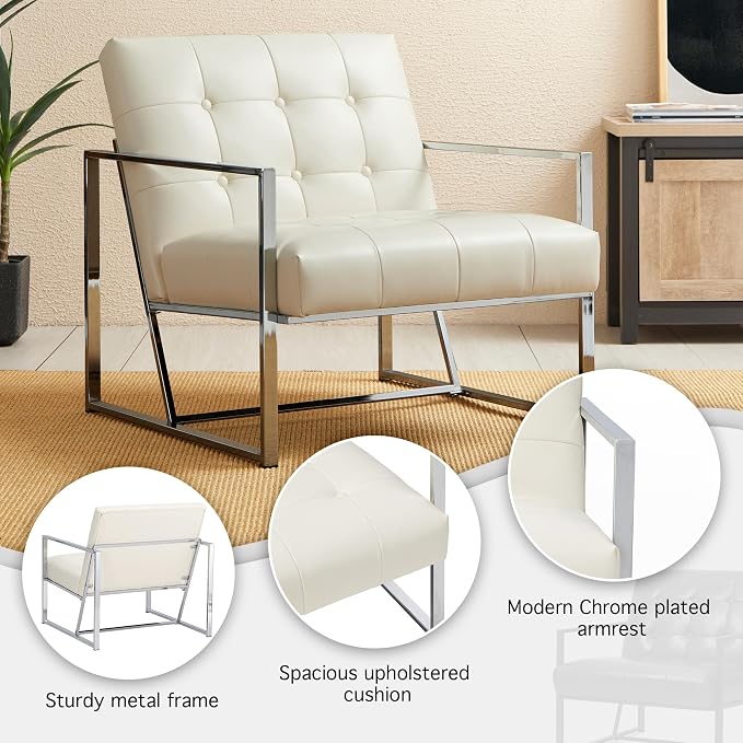 Glitzhome Mid-Century Accent Chairs Set of 2, Modern Living Room Arm Chairs - Image 5