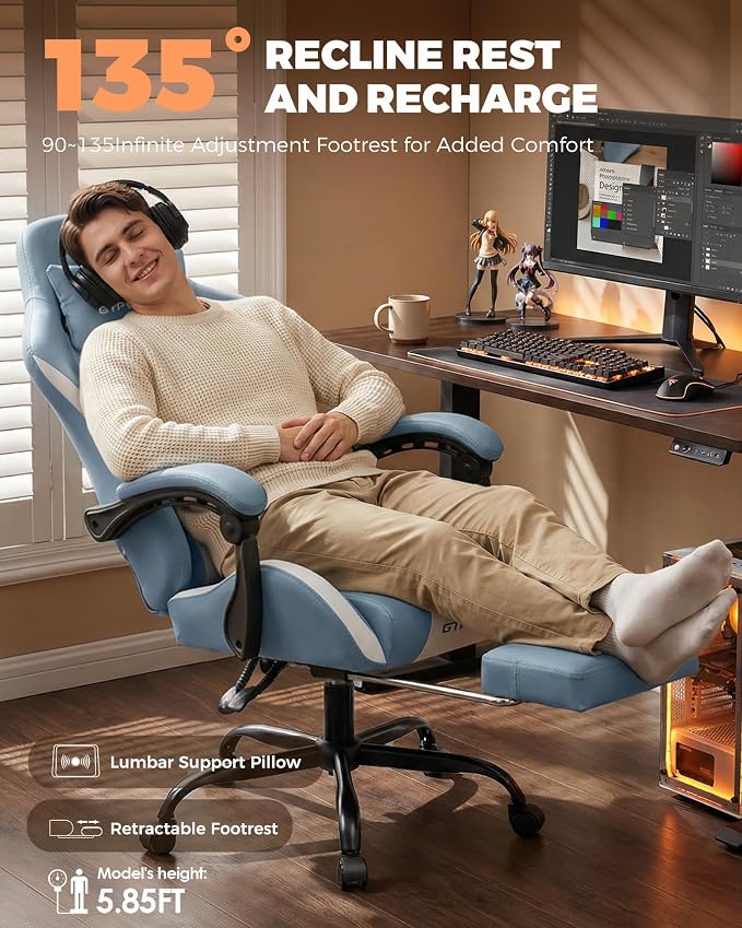GTPLAYER Gaming Chair with Foot Rest & Pocket Spring Cushion, Ergonomic High - Image 7