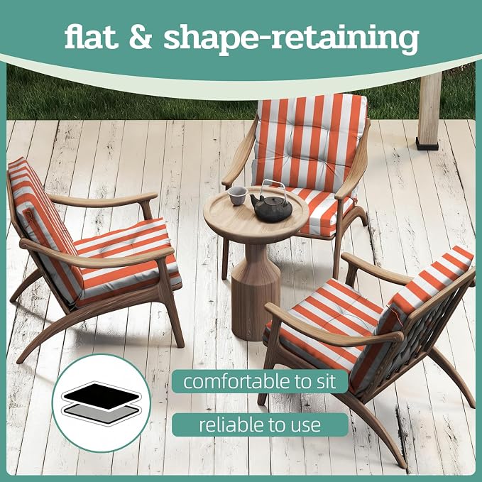 Outdoor Chair Cushion, High Back Soft Seat Pad, Indoor Outside Use, - Image 7