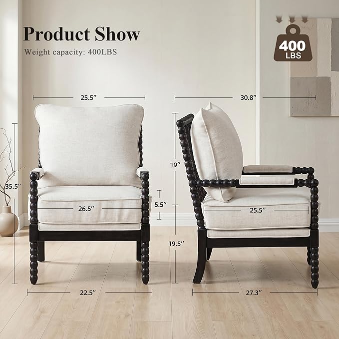 DUHOME Linen Fabric Spindle Accent Chair - Image 2