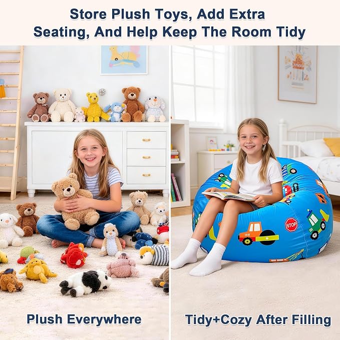 Lukeight Stuffed Animals Storage Bean Bag Chair Cover - Image 6