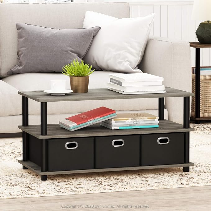 FURINNO Turn-N-Tube Coffee Table, 31.22D x 15.5W x 15.8H in, French Oak - Image 2