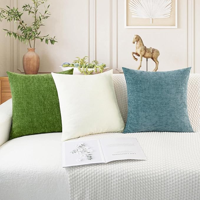 CaliTime Throw Pillow Covers Decorative 18 X 18 Inches Pack of 4 Cozy Chenille - Image 5
