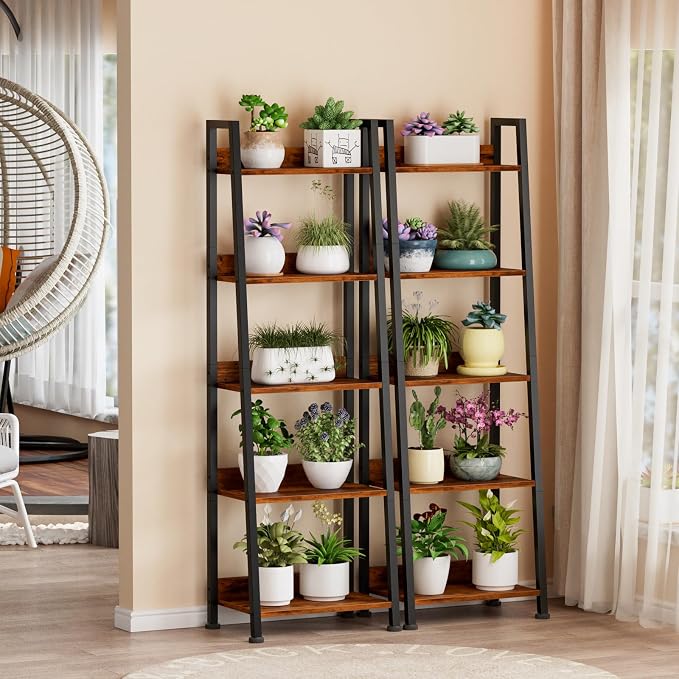 Furologee 5-Tier Ladder Shelf, Ladder Bookshelf - Image 8