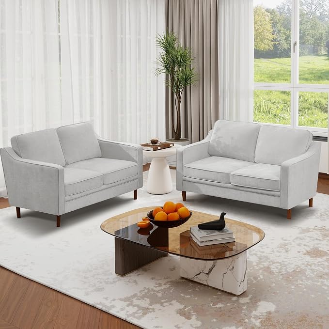 Kingfun 56" Chenille Sofa, Loveseat Couch, Mid Century Modern Love Seat Couches - Image 4