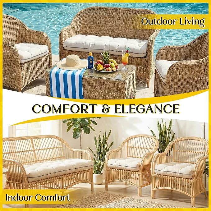 1 MIDDLE ONE Wicker Chair Cushions 3 Pieces Set - Image 6
