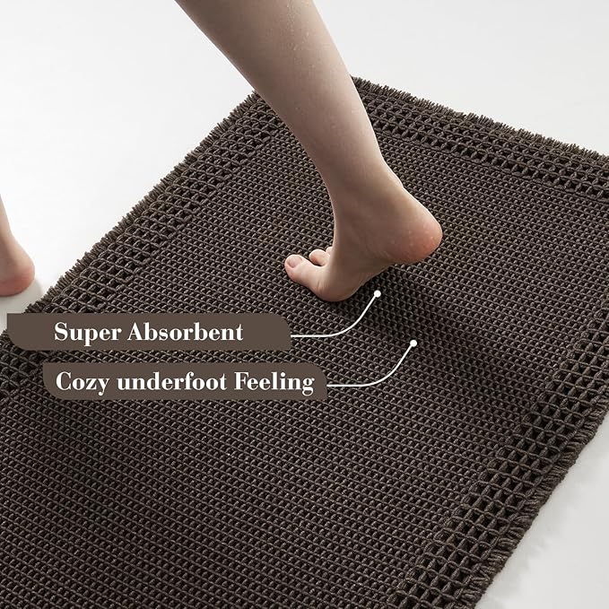 RESARE Waffle Bathroom Runner Rugs, Super Absorbent Bath Mat Non Slip Washable - Image 3