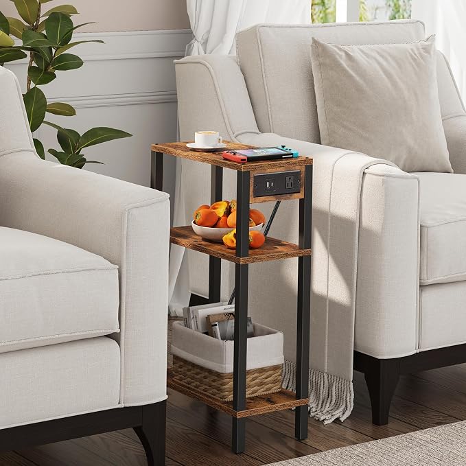 TUTOTAK Narrow Side Table with Charging Station, Small End Table with USB Ports - Image 4