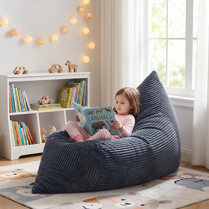 BRINJOY 3 in 1 Kids Bean Bag Chair Bed, Memory Foam Filled Floor Bed Bean Bag - Image 2