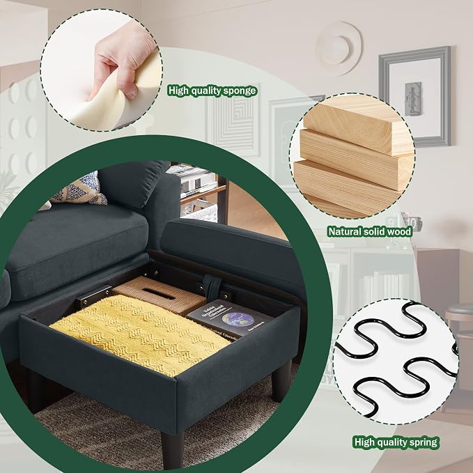 79" Convertible Sectional Sofa Set, Modern Linen Small L Shaped Couch - Image 7
