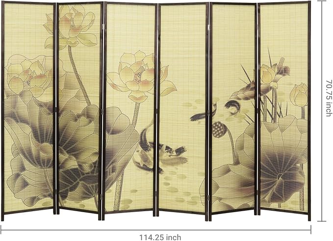 MyGift Decorative 6-Panel Folding Room Divider Bamboo Screen - Image 4