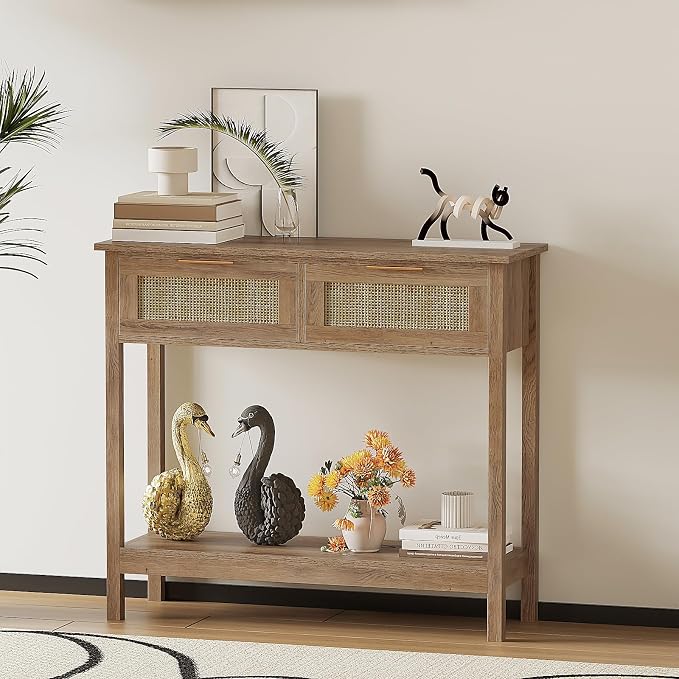 Trironsun Farmhouse Rattan Console Table - Image 7