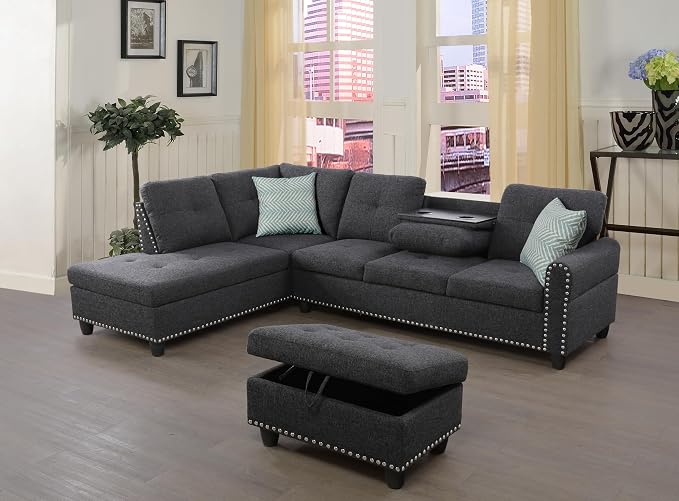 Wakefit Sectional Sofa Couch, Modern 4-Seaters Living Room Furniture Sets by Wakefit