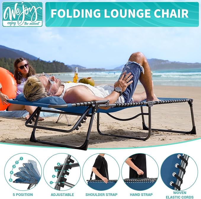 #WEJOY Folding Lounge Chair Outdoor, 5-Position Adjustable Sunbathing Tanning - Image 6