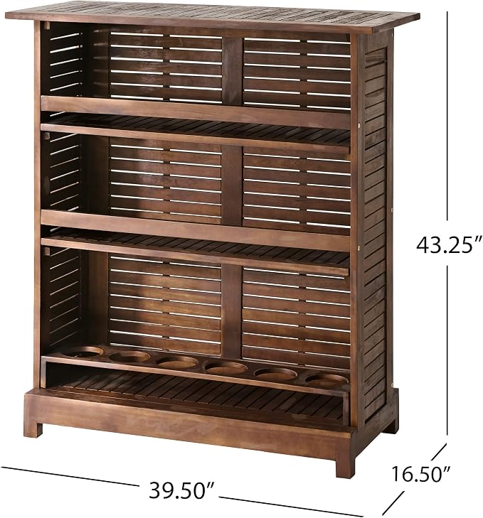 Christopher Knight Home Riviera Acacia Non-FSC KD Wood Bar, Rich Mahagony - Image 3