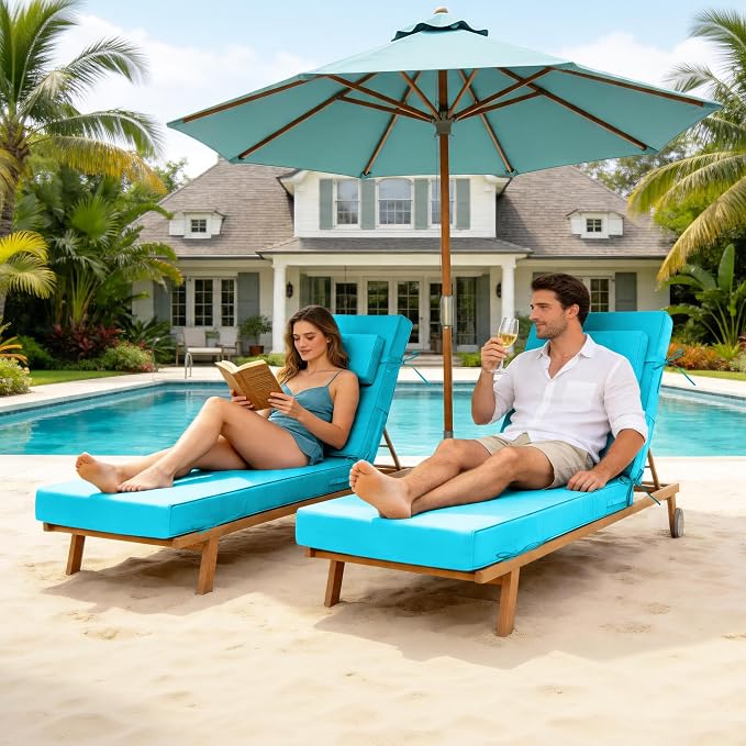 Chaise Lounge Cushions Outdoor 80x26x6 Inch, Fade Resistant 6'' Thicken Outdoor - Image 2