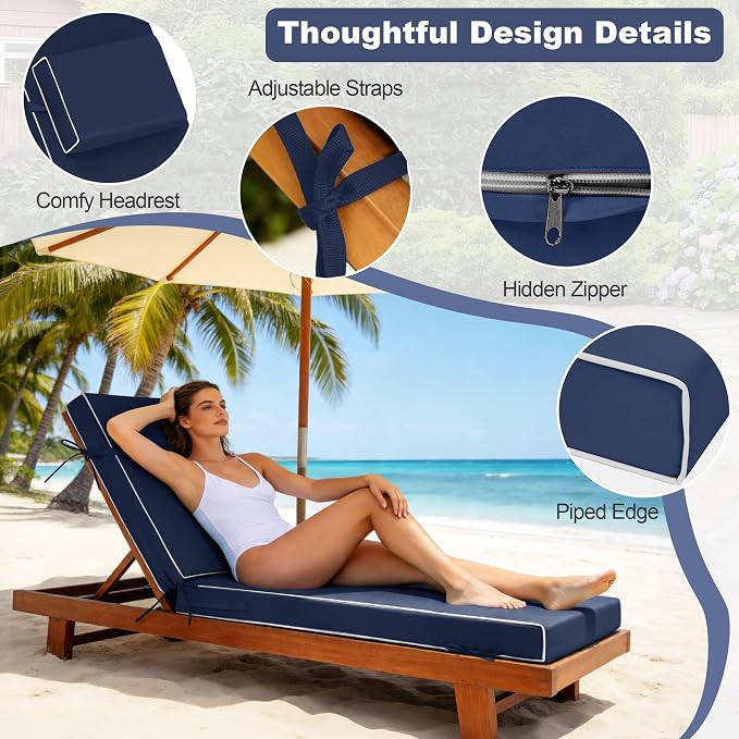 Chaise Lounge Cushions Outdoor 72x21x6 Inch, Fade Resistant 6'' Thicken Outdoor - Image 5
