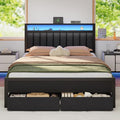 Furnulem Queen Bed Frame with Charging Station and LED Lights, Metal Platform by Furnulem