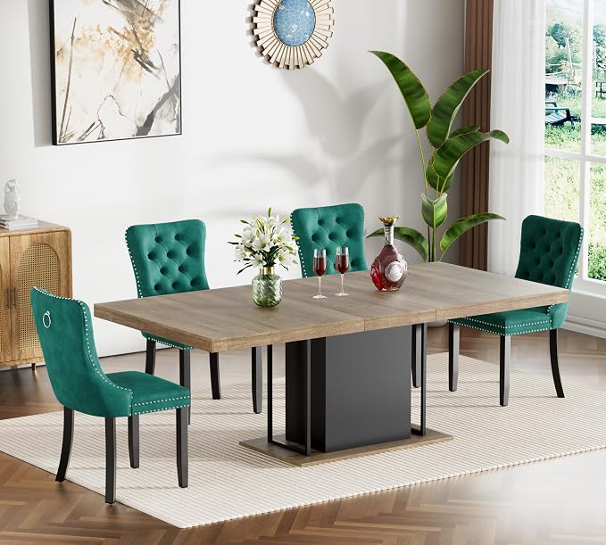 Henf 63"-79" Dining Table Set for 4, 5 Pieces Extendable Dining Table and 4 by Henf