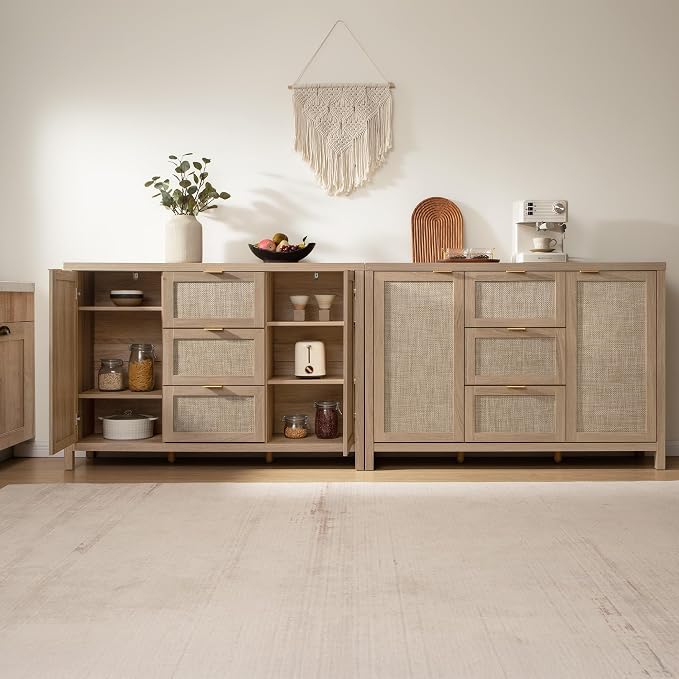 SICOTAS Rattan Large Sideboard Buffet Cabinet - Image 6