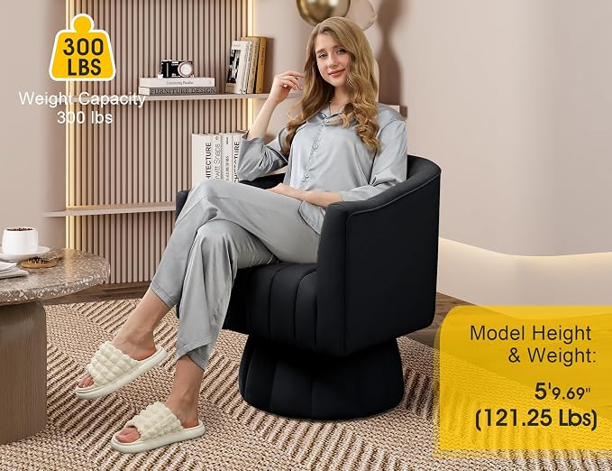 Dewhut Swivel Accent Chair, 360° Swivel Barrel Chair - Image 3