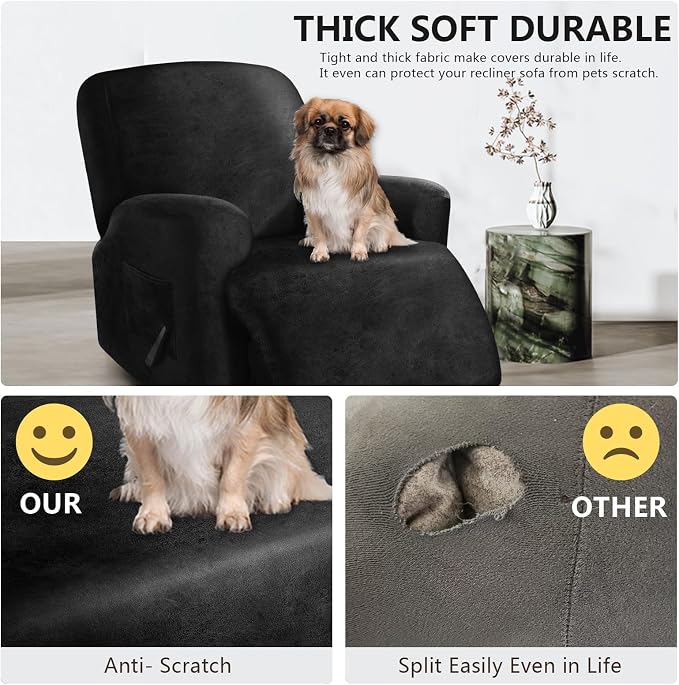 ANARACHON Leather Look Recliner Chair Covers Stay in Place 4-Piece Recliner - Image 6