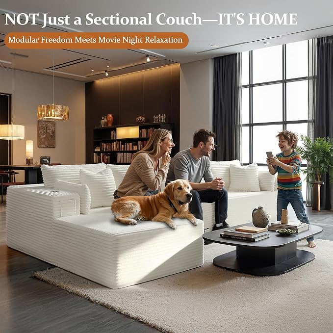 138" Cloud Sectional Couch, Comfort L Shaped Boneless Couch - Image 4