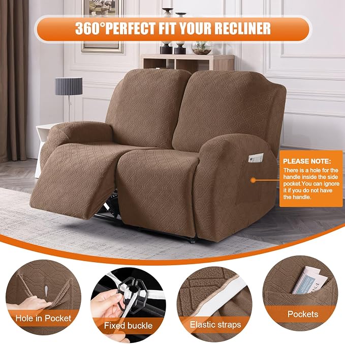 VANSOFY Oversized Recliner Cover, 2-Pieces Stretch Reclining Couch Cover - Image 5