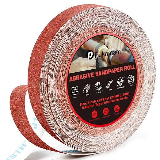 Emery Cloth Roll, 100 Grit Sandpaper Roll, Wet and Dry Emory Cloths by Pukamam