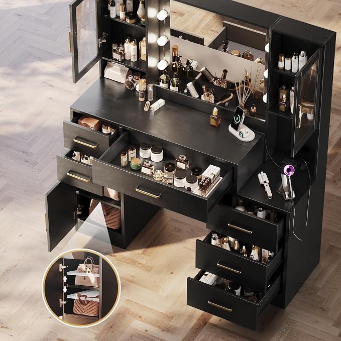 TOKSOM Makeup Vanity Desk with Mirror and Lights, Dressing Table Vanity Set - Image 4