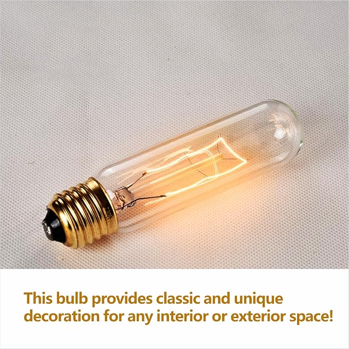 25 Watt T10 Clear Tubular Incandescent Light Bulb, T10 Bulb, Vintage Style - Image 8