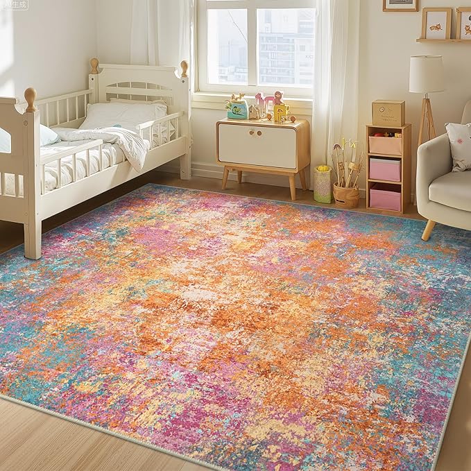 RELEANY Washable Area Rugs 9'x12' Non-Slip Modern Abstract Soft - Image 2