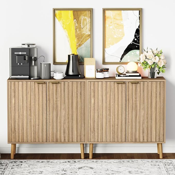 Vrullu Fluted Storage Cabinet, Free Standing Buffet, Wood Sideboard, Dining Room - Image 6