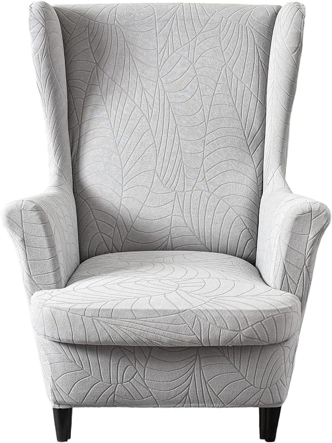 KRFOONN Stretch Wing Chair Slipcovers Jacquard 2 Piece Wingback Chair Covers by KRFOONN