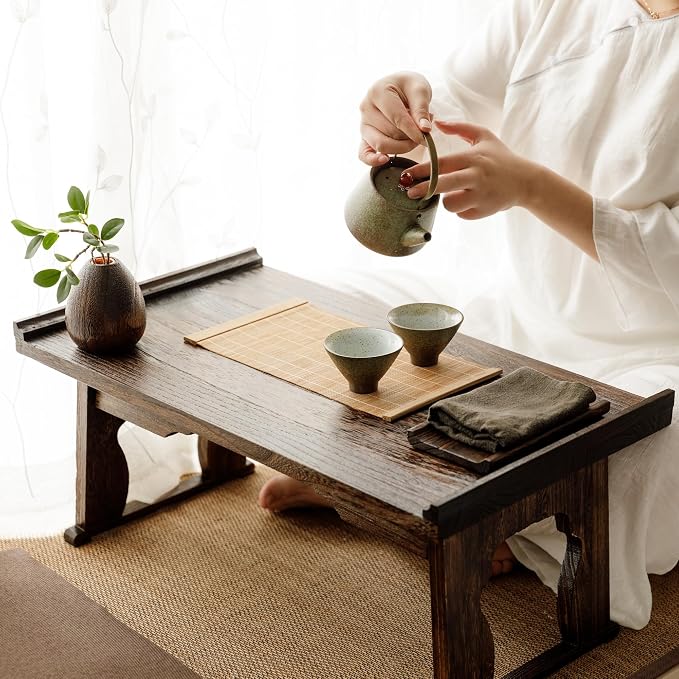 Japanese Wood Floor Table with Foldable Legs - Image 7