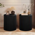 AVZEAR Small Round Side Table Fluted Night Stand Set of 2, Mid Century Modern by AVZEAR